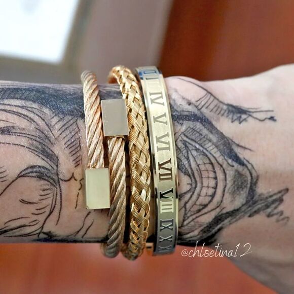 NEW 3 Piece Royal Roman Bracelet Bangle Cuff Set - Picture 3 of 16